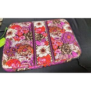 Vera Bradley Rosewood Pink White Floral Laptop Sleeve Case 14x11 Computer Bag